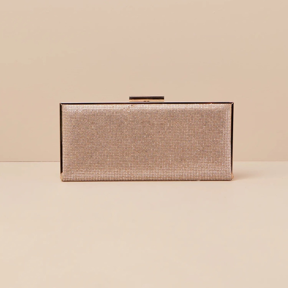 Glittering Selection Gold Rhinestone Rectangular Clutch - Picture 3 of 3